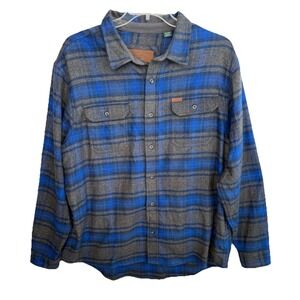 Orvis‎ Shacket Mens Size XXL Blue Flannel Heavy Plaid Hiking Outdoors Pockets